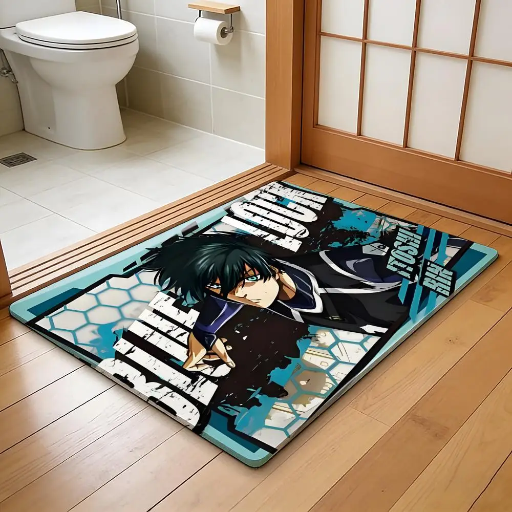 ANIME B-Blue Lock Floor Mat Absorbent Floor Mat Non-Slip Entrance Rug for Bathrooms Restrooms and Toilets