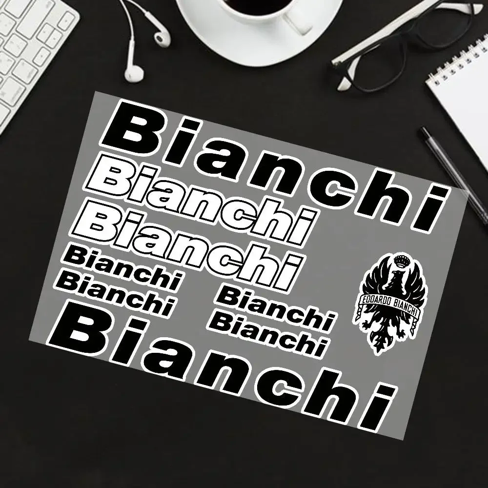 AliExpress NONE 1SET Multi-Size Black White Bianchi Logo Emblem Sticker Waterproof Self-Adhesive Vinyl Decal for Bicycle Frame Decor