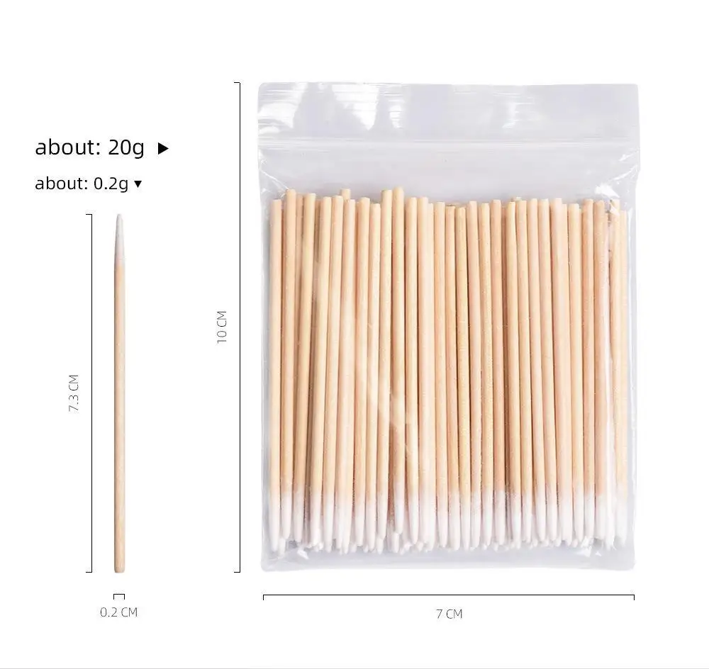 100 teile/paket 7/10 cm Holz Baumwolle Tupfer Microblading Permanent Make-Up Gesundheit Medizinische Ohr Schmuck Sauber Sticks Knospen spitze – Detail 1