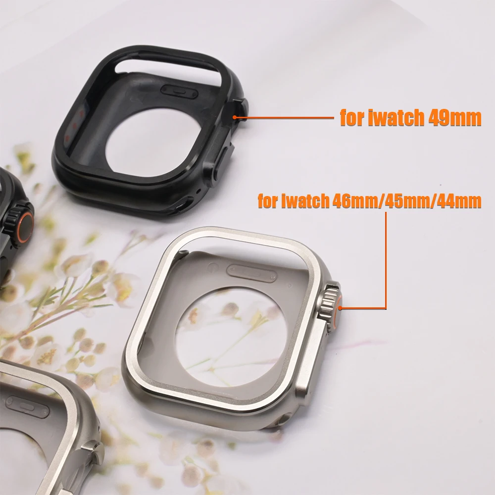 เคสสีไทเทเนียมสำหรับ Apple Watch Ultra 3 2 Series 11 10 46 มม. พร้อมฟิล์มกันรอยหน้าจอโลหะสำหรับ iwatch 9 8 7 45 มม. 6 5 4 SE 44 มม.
