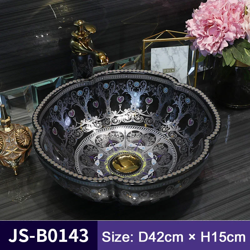 Simplicity Art Ceramic Washbasin Bathroom Sink Lavatory Sink For Toilet Shampoo Basin Round Countertop Basin Matching Set Drain