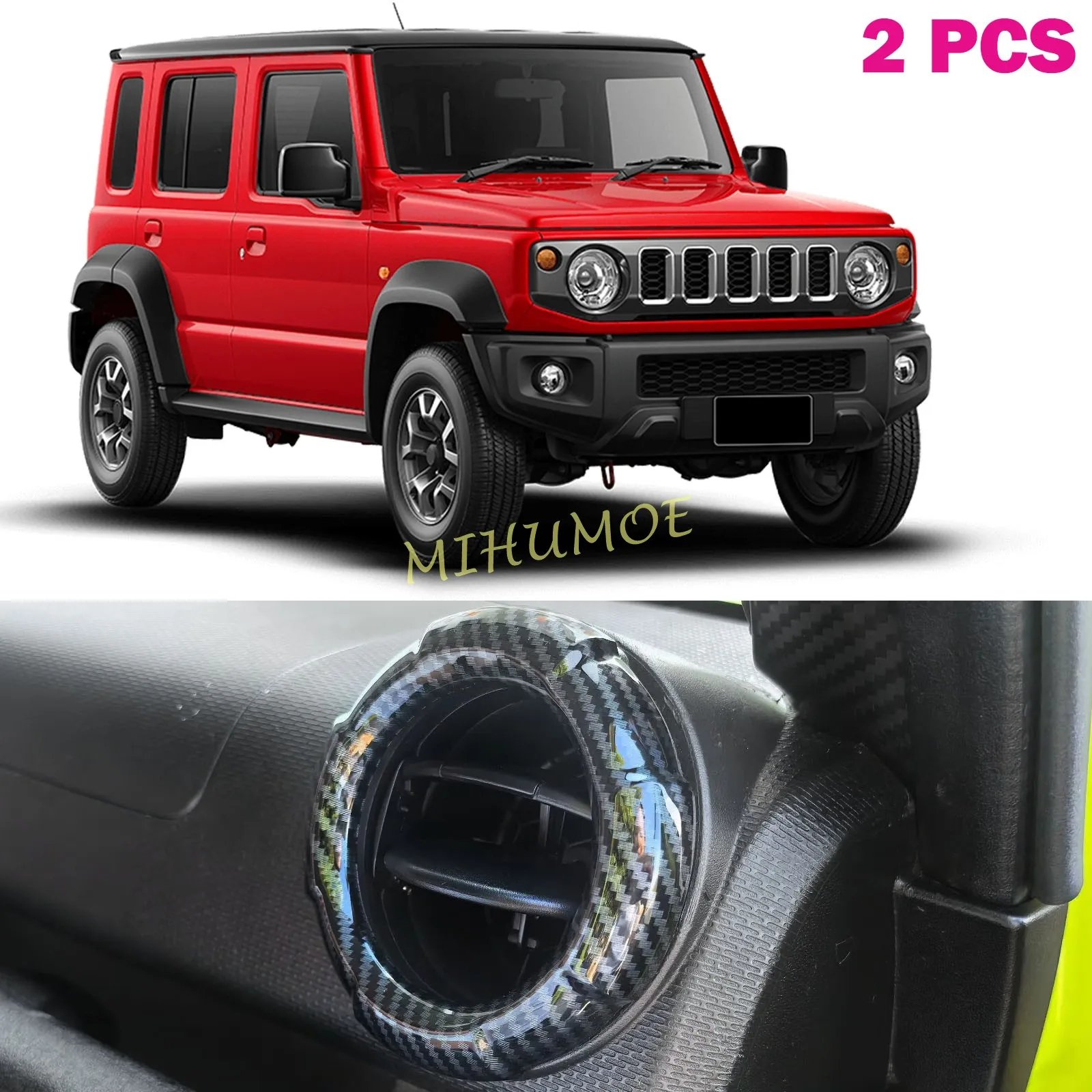 

For Suzuki Jimny 2019-2025 Car Interior Dashboard Side Air Vent Outlet Cover Trims Accessories ABS Carbon Fiber