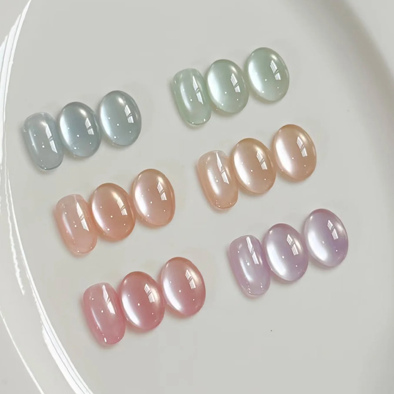 1-9pcs PSK Ice Transparent Pink Green Blue Cat Eye Gel Nail Polish 2026 Blinking Clear Crystal Dew Glass Beads Cat Eye Nail Art