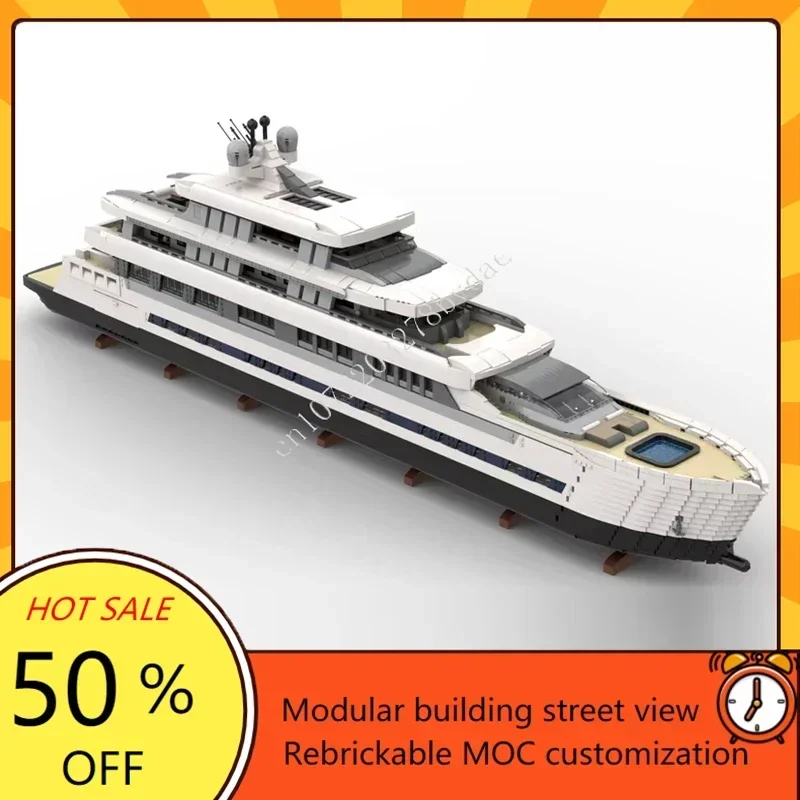 16189 pièces MOC grand Yacht de luxe Puzzle personnalisé modèle de navire de guerre ensemble technique bricolage assemblage créatif enfants Puzzle jouet cadeau de noël