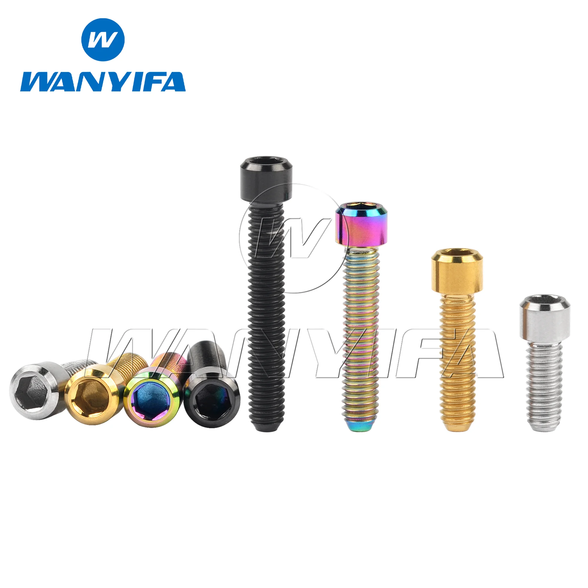 Wanyifa Titanium Bolts M4x10/13.5/15/20/25mm Hexagon socket head cap Titanium Grade 5 Column head Bicycle screws 10/15pcs