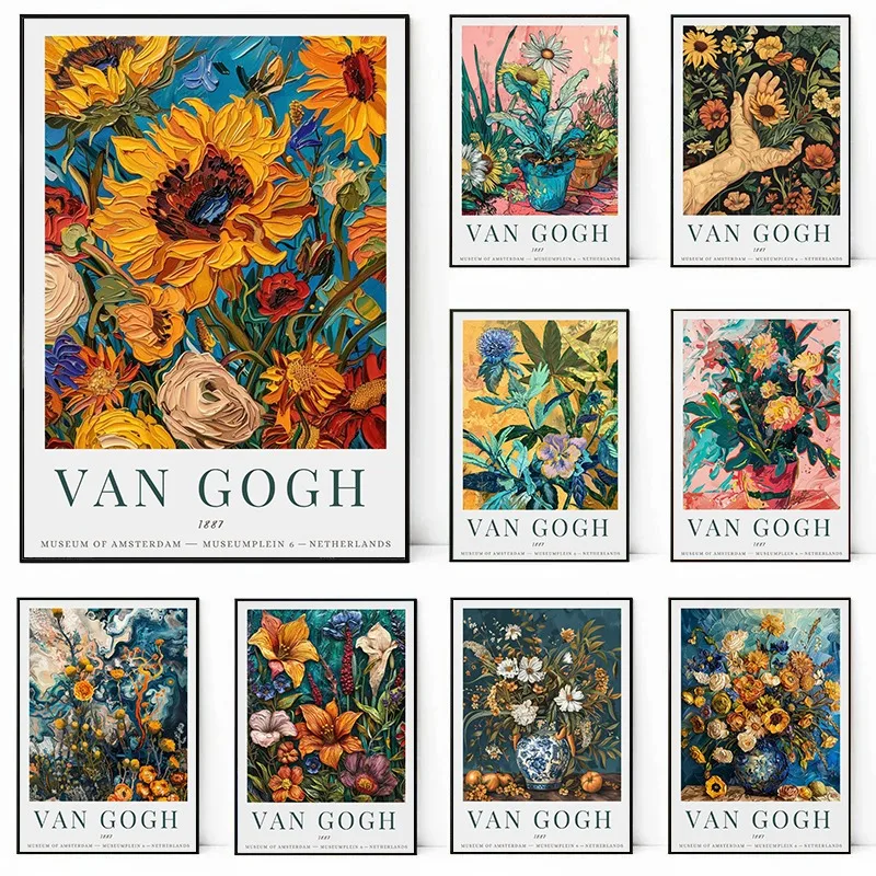 Van Gogh Classics Artwork Garden At Arles Flower Plant Posters and Prints Canvas Printing Wall Art Picture for Living Room Decor