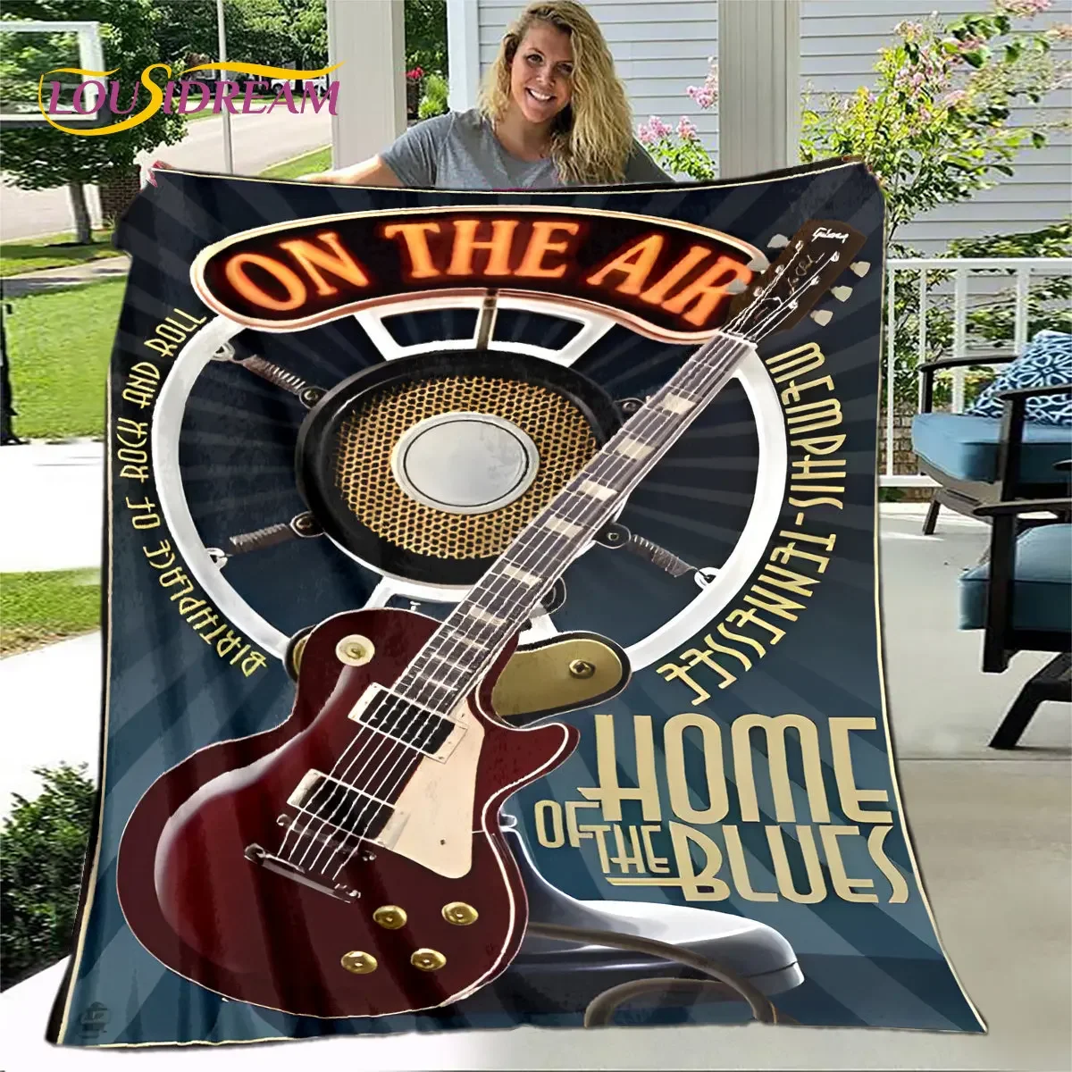 Classical Guitar Electric Guitar Art Blanket,Flannel Blanket Throw Blanket,Plush Blanket for Living Room Bedroom Beds Sofa Cover