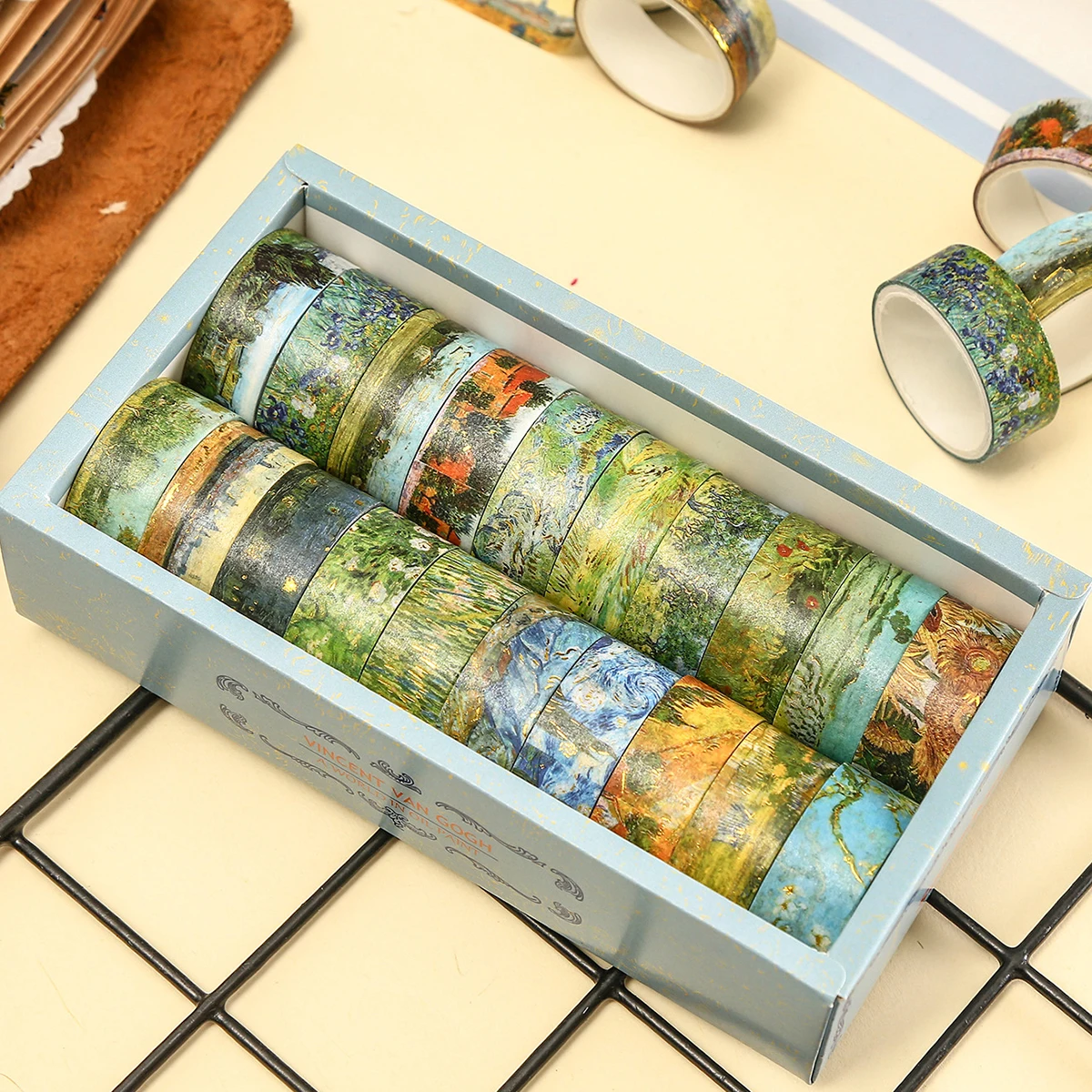 20 Rolls/Box Vintage Oil Painting Style Washi Tape, Floral Landscape Patterns, DIY Scrapbook Gift Wrapping Decorative Materials view 3