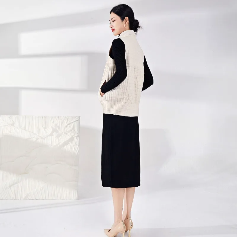 Miyake Fold Autumn/Winter 2025 New Cotton Vest Women's Outfit Design Versatile Cotton Jacket Cotton Robe Women's Jacket Pleats #5