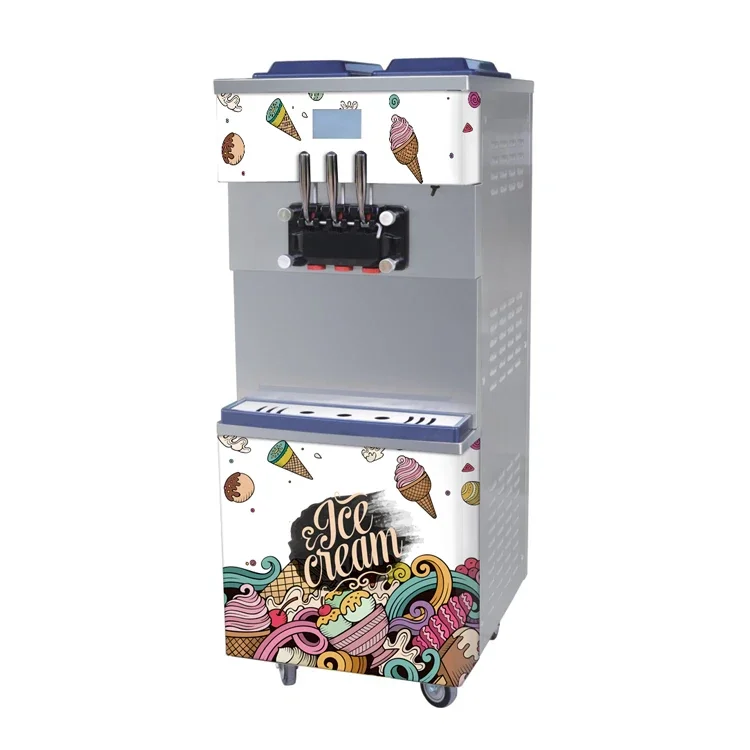 Commercial floor standing three flavors soft serve ice cream machine