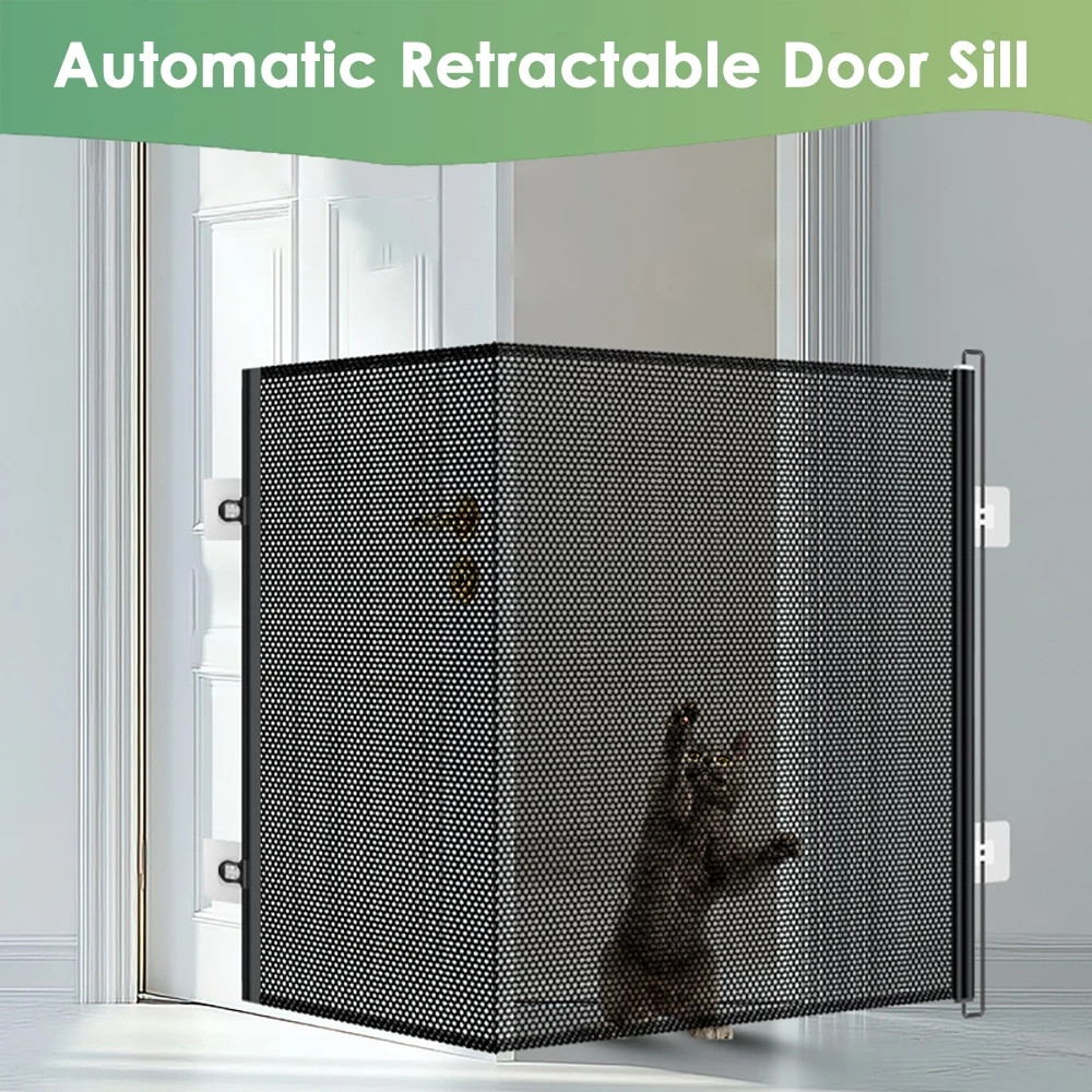150 x 78 cm einziehbares Haustiertor, ausziehbare Netz-Sicherheitsbarriere für Hunde und Katzen, ohne Bohren, Installation, kindersicheres Tor, Treppentür