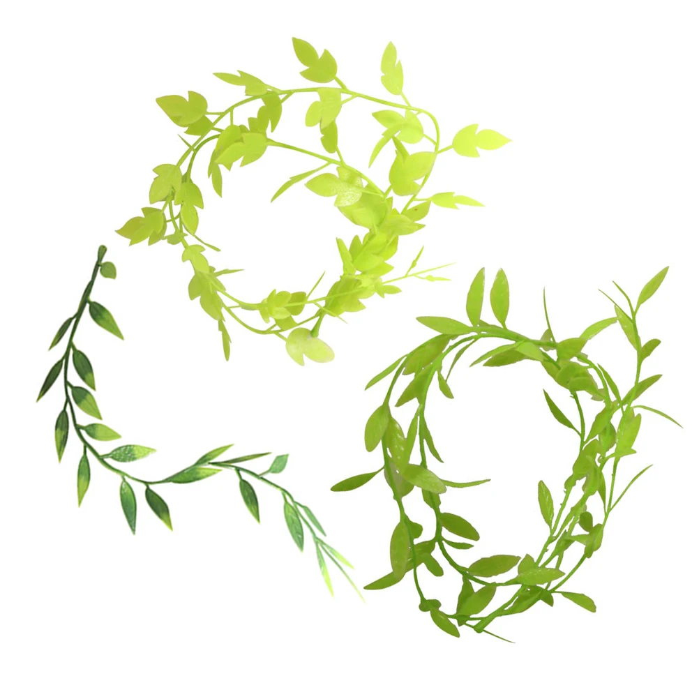 

3pcs Realistic Miniature Vines Faux Greenery Garland Artificial Leaf Compact Small Plants For Dollhouse Diy Home Decor Fake