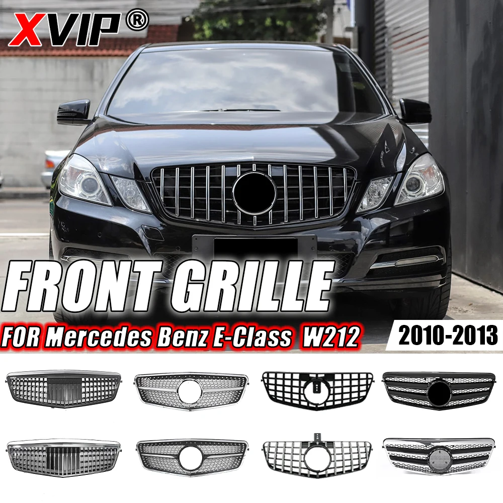 

XVIP Front Racing Grille For Mercedes Benz E-Class W212 E250 E300 E350 E500 2010-2013 Chrome Black Diamonds Style Bumper Grilles