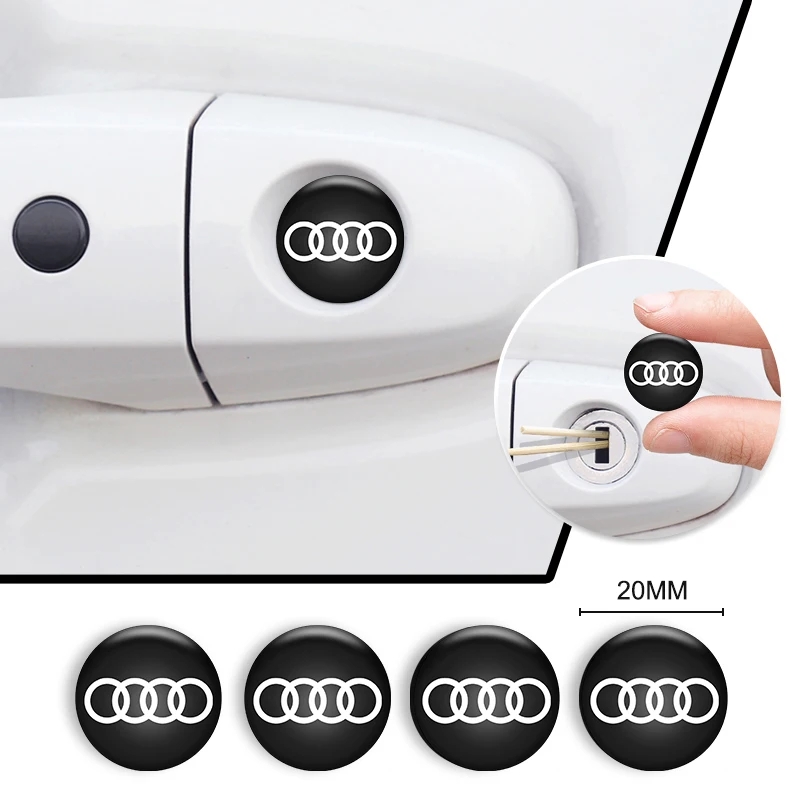 Autocollant de protection décoratif pour emblème de voiture et trou de serrure pour Audi Sline A4 TT A6 A3 A8 A1 A2 A5 Q3 Q5 Q7 Q8 RS3 RS Accessoires automobiles