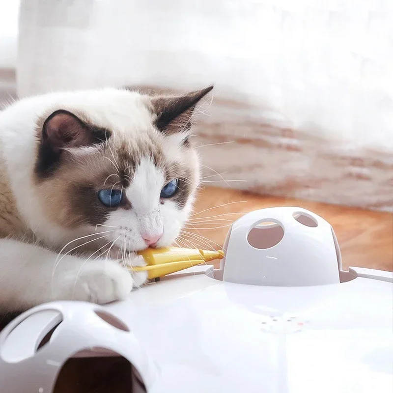 Electronic Rotating Mouse Toy for Cats Adjustable Speed Interactive Teasing Rat Crazy Turntable Kitten Plaything Dog Accessories
