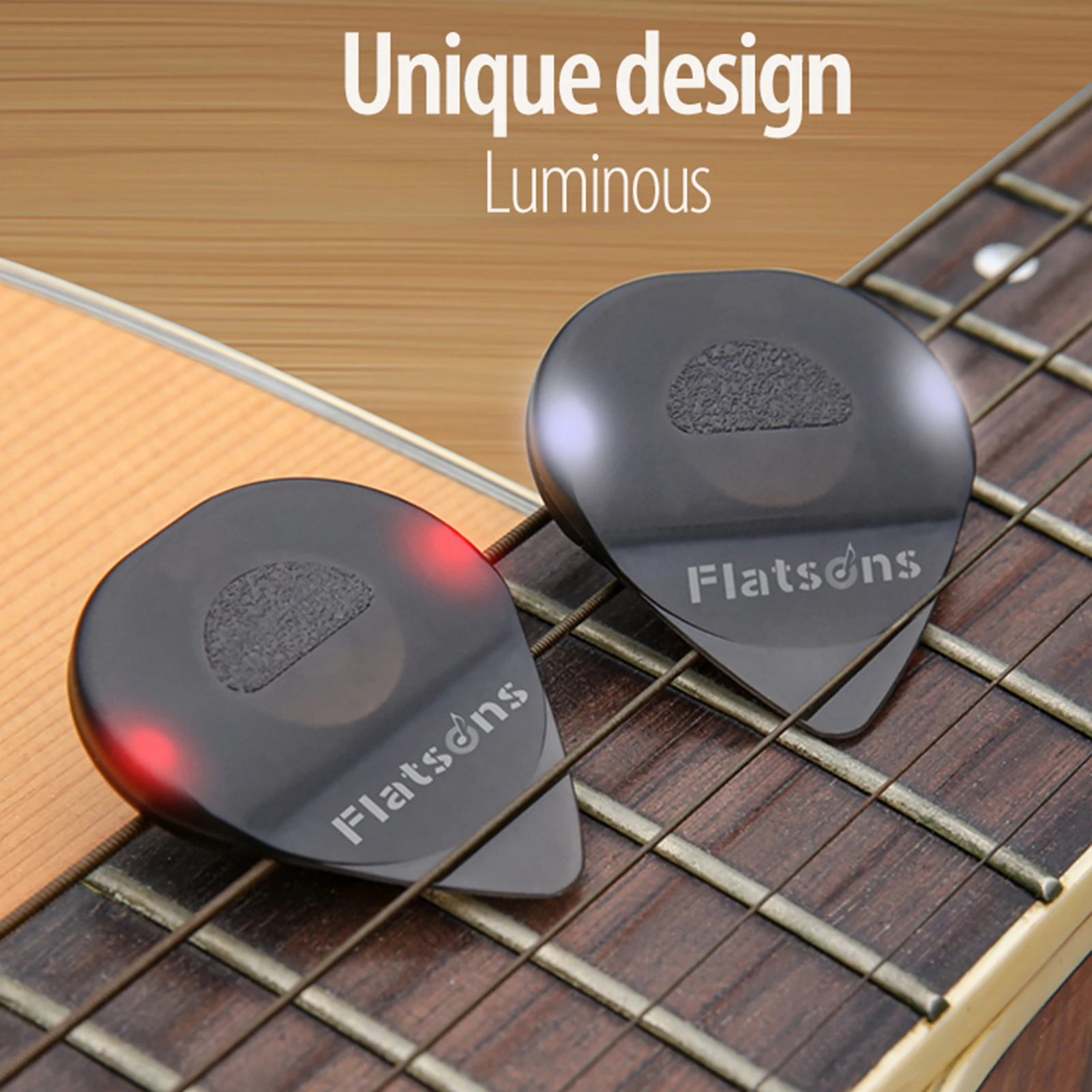 Flatsons FP-03L 2pcs Guitar Picks Luminous Guitar Plectrums with Storage Tin Box  Stringed Musical Instrument Accessory