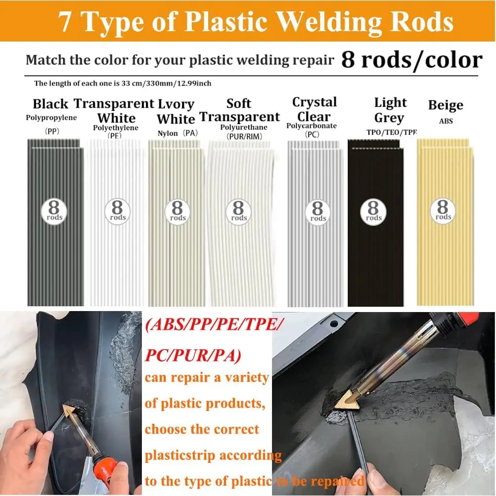100W Plastic Welder Kit with 56Pcs Rods & Tips, 3-Speed Soldering Iron Gun for Car Bumper, Dashboard, Kayak Repair