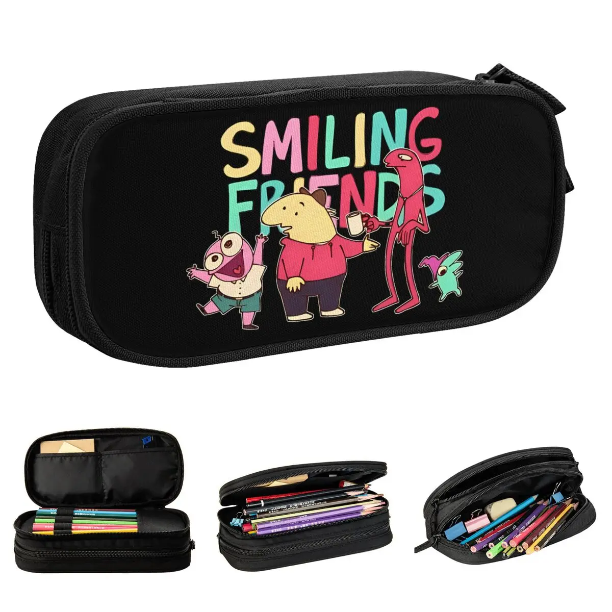 I LOVE SMILING Smiling Friends Pencil Case Cute Pen Box Bag Student Large Storage Office Gift Pencil Box