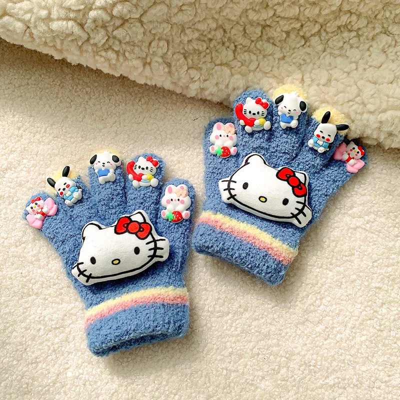 

Cartoon For Kurom gloves - cute and three-dimensional blue winter warmers with full fingers. Anime touchscreen gloves as gifts.