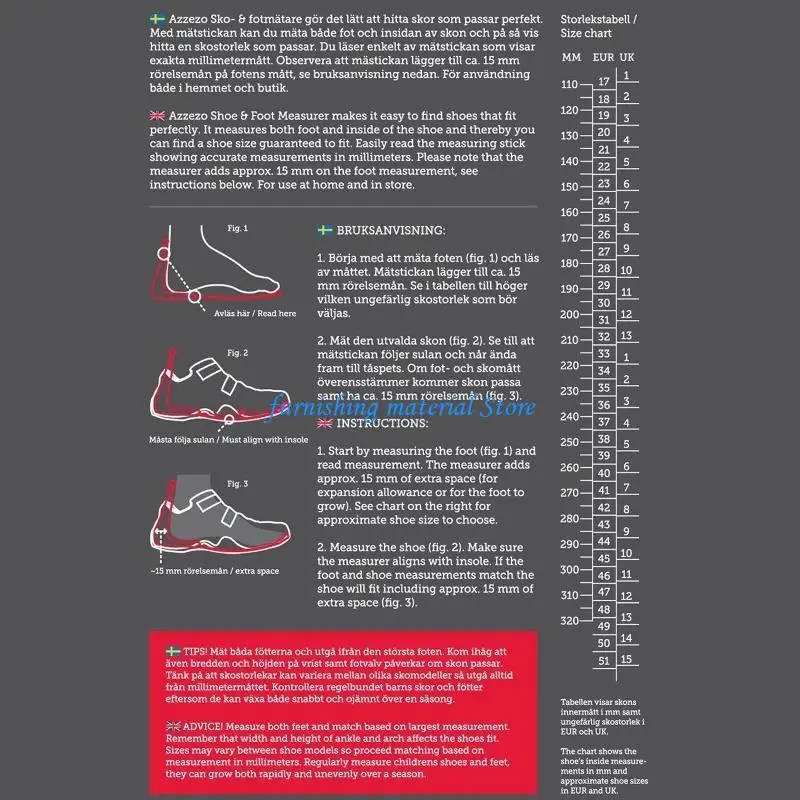 

Y5GD 110-320mm Shoe Measurer Foot Gauge for Adult & Children Shoes Measuring Tool