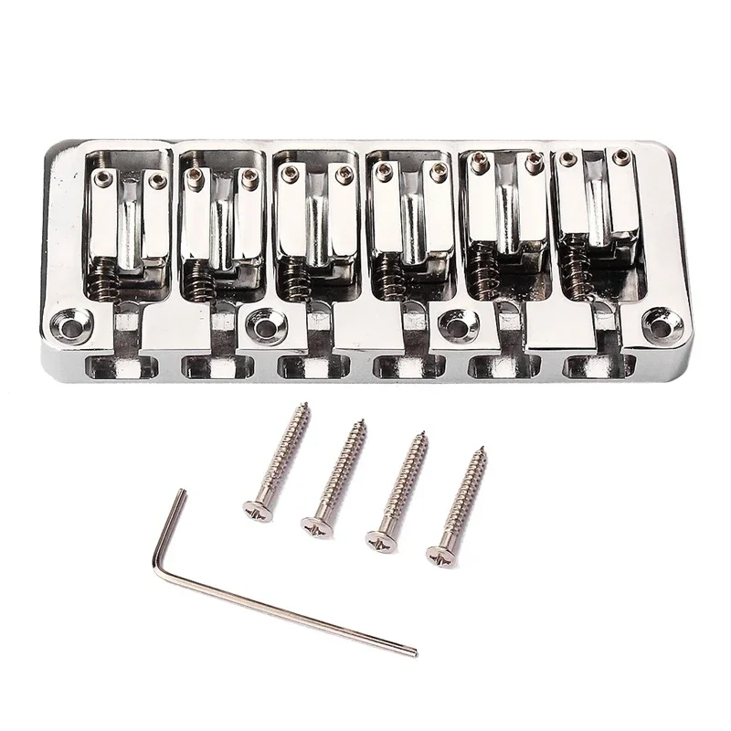 

New 6 String Bass Bridge Bass String Bridge Fixed Hardtail Bridge Adjustable Saddle Chrome Stringed Instrument Accessories