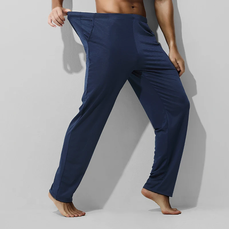 Мужские летние повседневные длинные брюки из ледяного шелка, брюки с кондиционером. Тонкий фасон, подходящий для весны и осени, свободный крой.