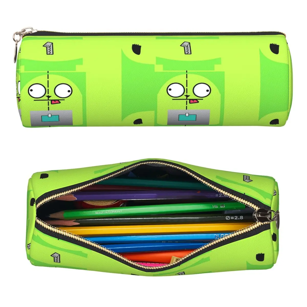 Invader Zim Pencil Case Pencil Pouch Cylinder Pen Box Pencil Bag for Kids Gifts