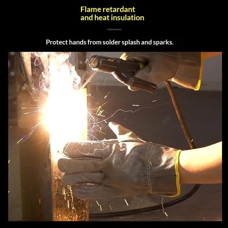 （CC44）1 Pair Work Gloves Leather Workers Work Welding Safety Protection Garden Sports Motorcycle Driver Wear-resistant Gloves