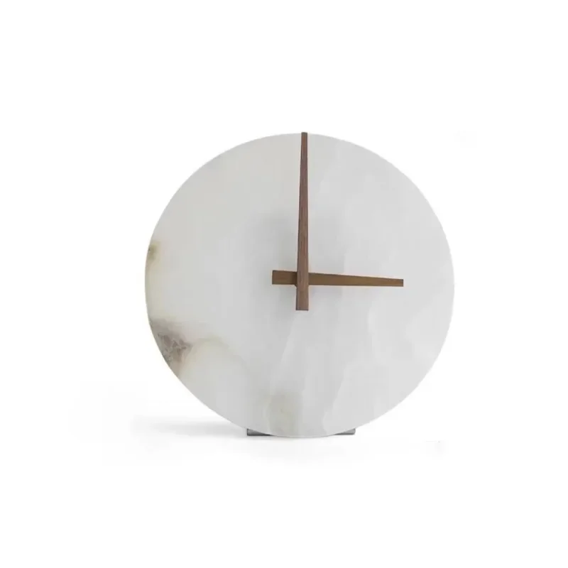 Art Round Marble Clock Decorative Ornaments Home Decoration Clock Crafts High-end Creative Hotel Bedroom Party Handmade
