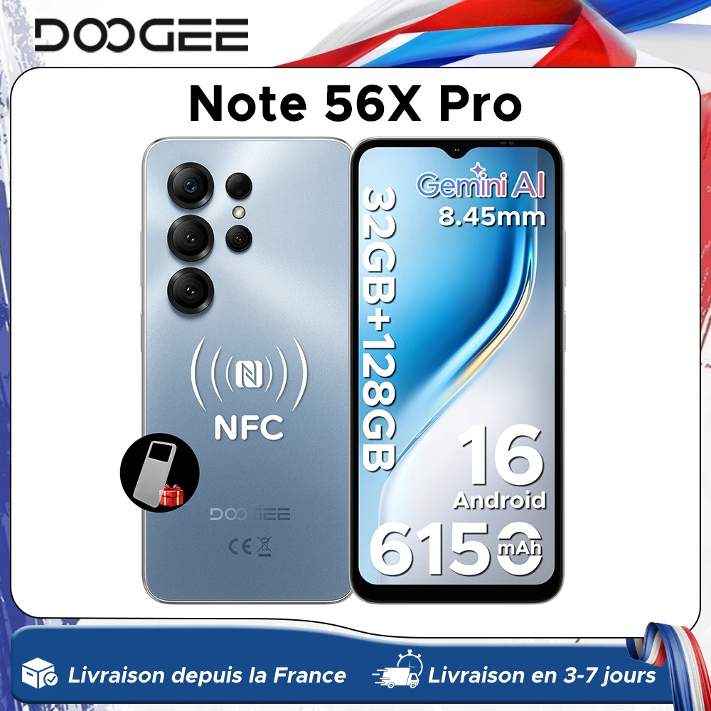 Global Version DOOGEE Note56X Pro Smartphone 6.56'' Screen 6150mAh Battery Gemini AI Android 16 Mobile Phone Support Widevine L1
