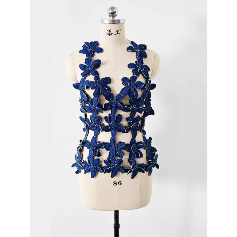 

Woman Body Jewelry Girl Three-Dimensional Flower Camisole Handmade Bikini Sexy Bra Chain Backless Nightclub Party Body Chain