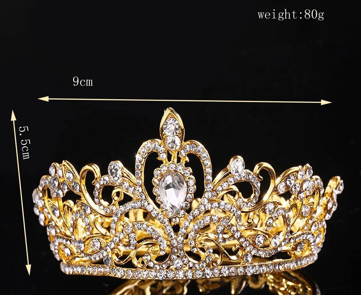 A Light Luxury Fashion Popular Bridal Alloy Diamonds Big Full Crown Birthday Stage Party Wedding Dress Accessories