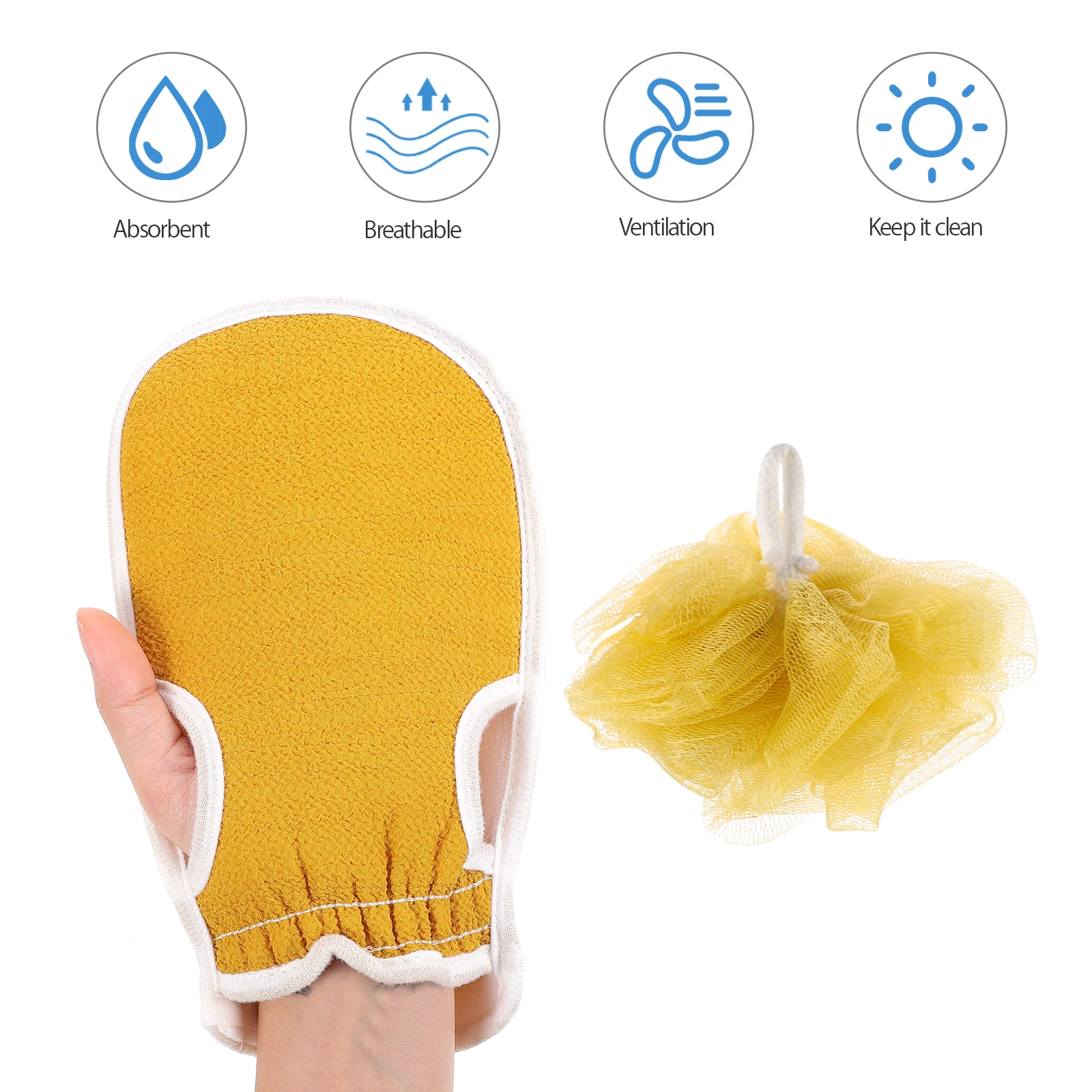 

Bath Shower Loofah Bathroom Glove Set Scrubber Towel for Body Cloth Back Mud Strip