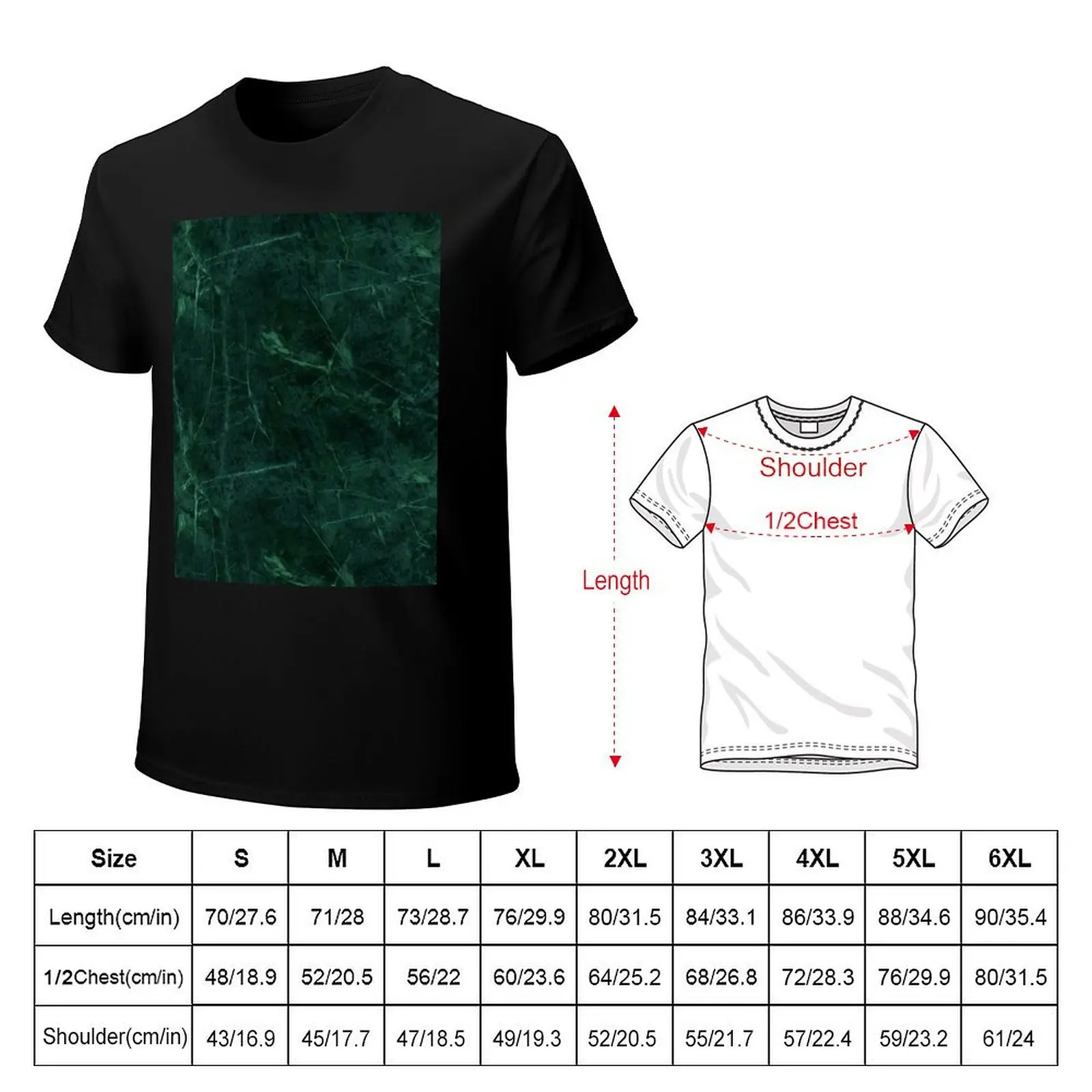 Green Marble Pattern T-Shirt Basic Simple Casual Short Sleeve Tee