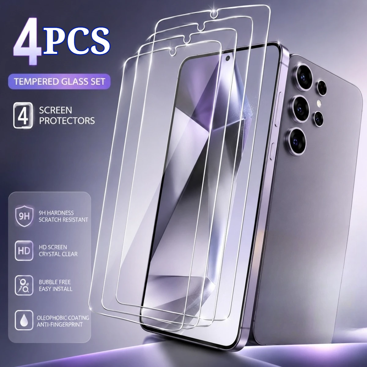 4PCS Screen Protector for Samsung S26 Ultra S26+ S21+/S22+/S23+/S24 Plus/S24 Ultra/S25 Plus/S25 Ultra Series Ultra-HD Hardness