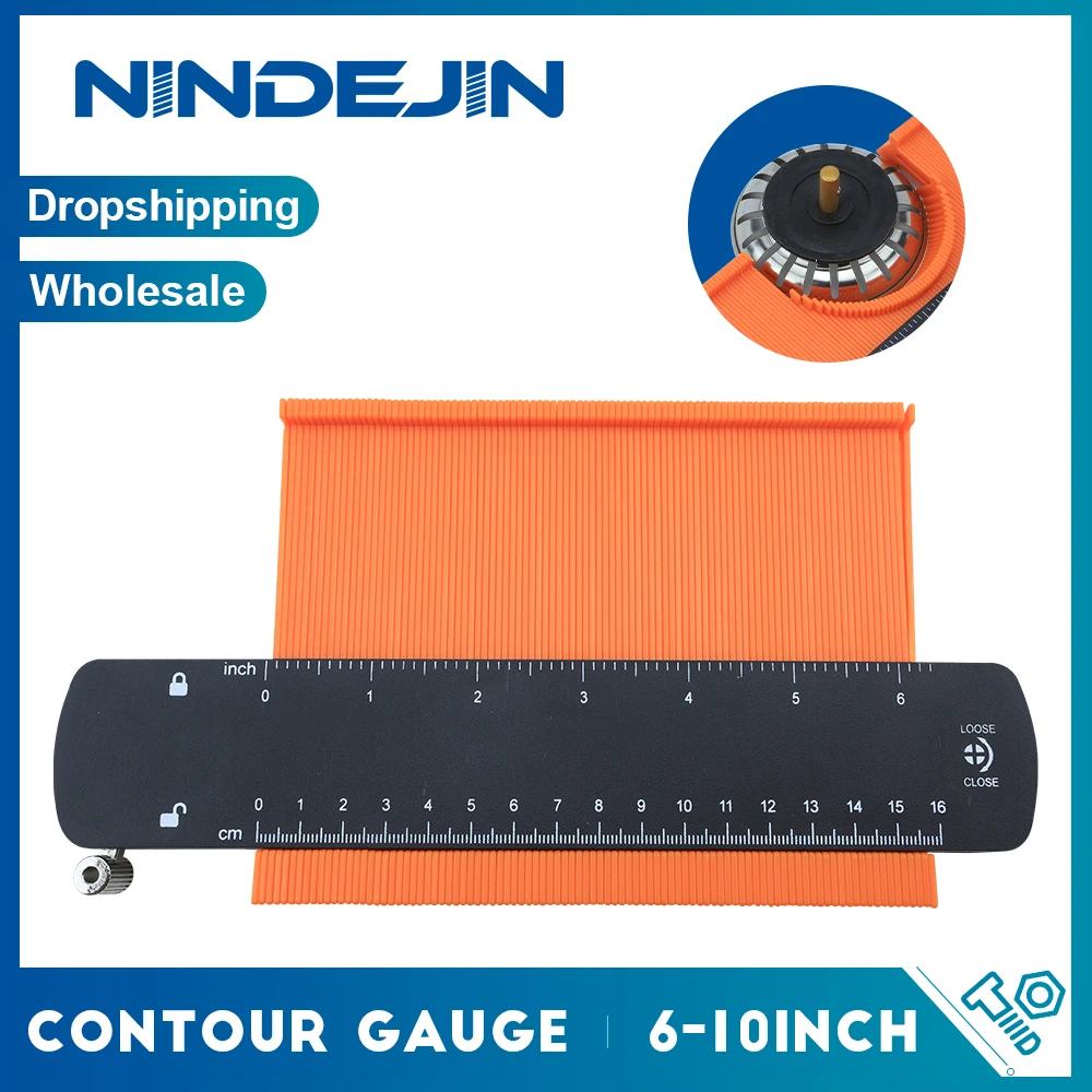 NINDEJIN Contour Gauge 6 inch 10 inch Profile Tool ABS Shaping Ruler Template Cutting Woodworking Construction Measuring Tool