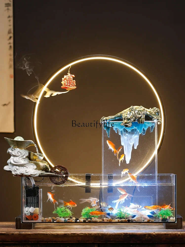 

Circulating Water Glass Fish Tank Home Living Room TV Cabinet Decoration Pi Xiu Decoration