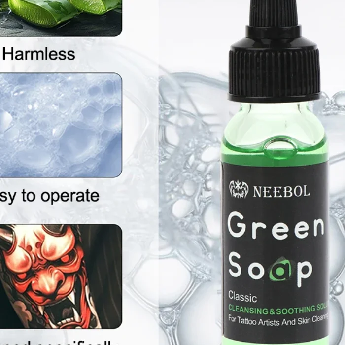 

30 мл зеленое мыло для татуировки, высокая концентрация, оригинальная жидкость для чистки, жидкая пена, средства для чистки татуировок