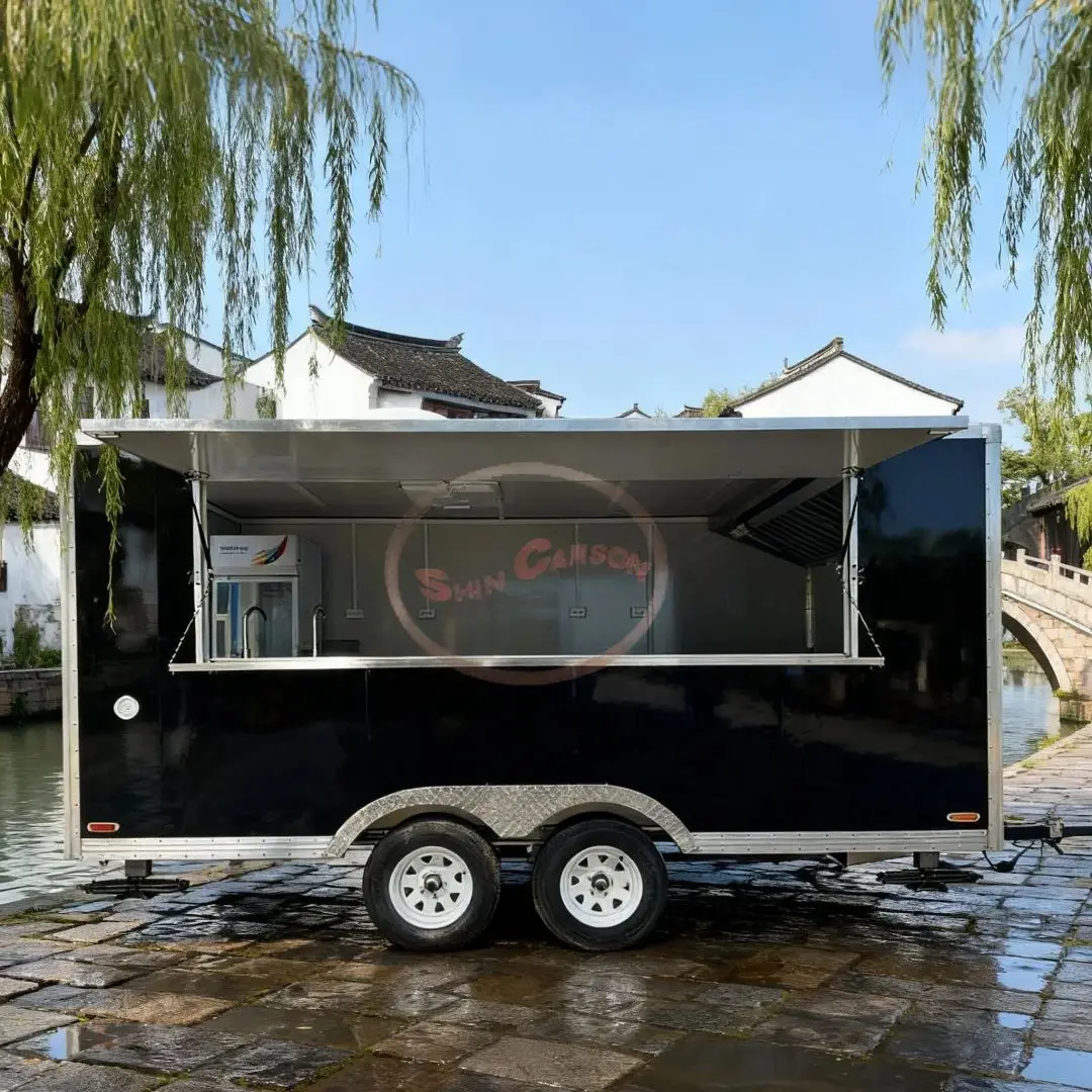 Commercial Outdoor Food Trailer Large-Capacity Storage Multifunctional Mobile Food Cart for Street Vendor Food Truck