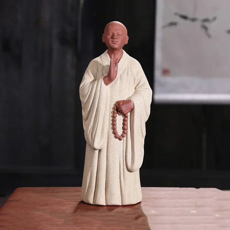 Ceramic Pray Little Monk Character Decorative Statuemodern Art Sculpture  Home Living Room Bedroom Tea Room Accessories 20cm