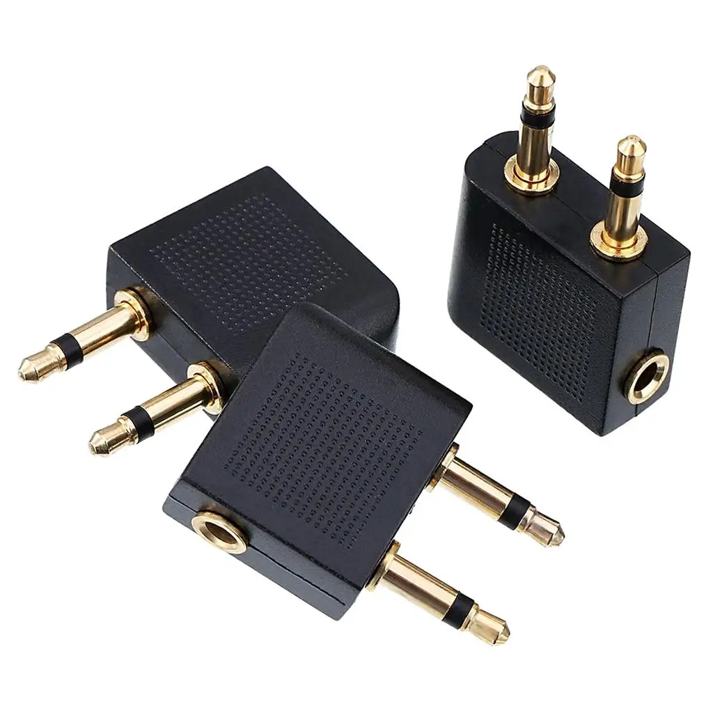 3x Quality Airplane Airline Headphone Socket Adapter 3.5mm Gold Plated