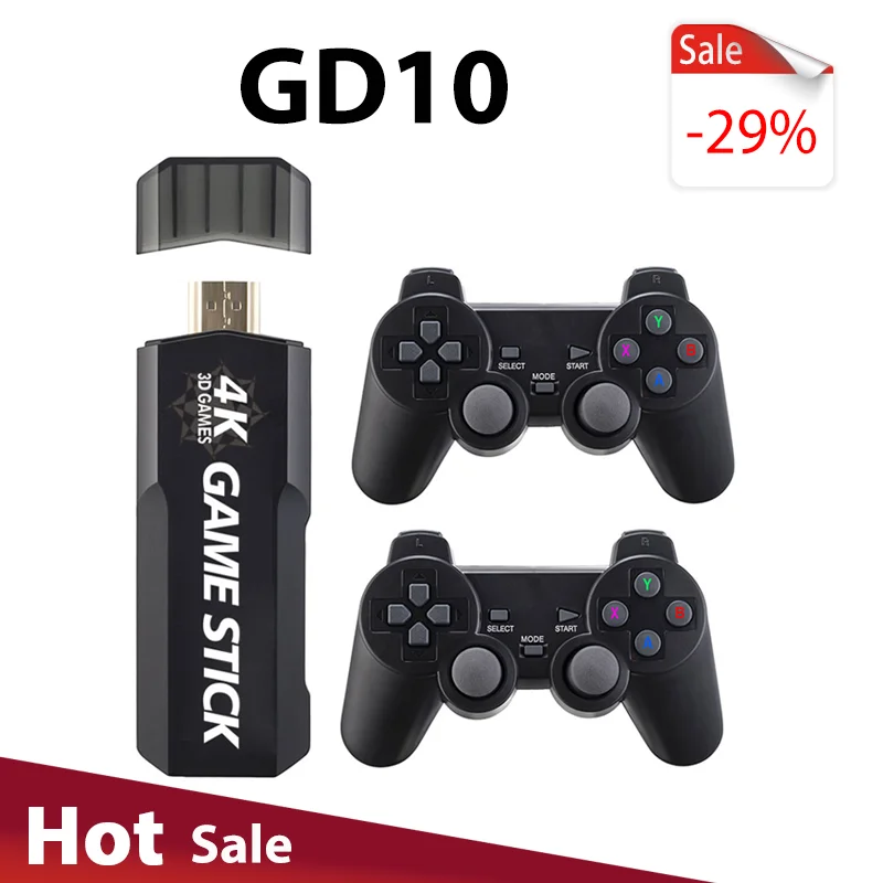 

GD10 4K Game Stick 128GB New Retro Video Game Console 2.4G Wireless Controllers HD Output 40+Simulators 40000+Games Build In