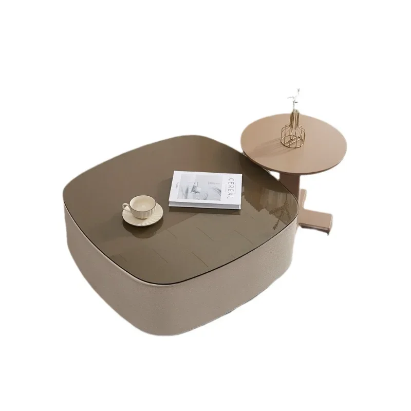 Italian light luxury rock slab cream modern minimalist coffee table household small apartment combination