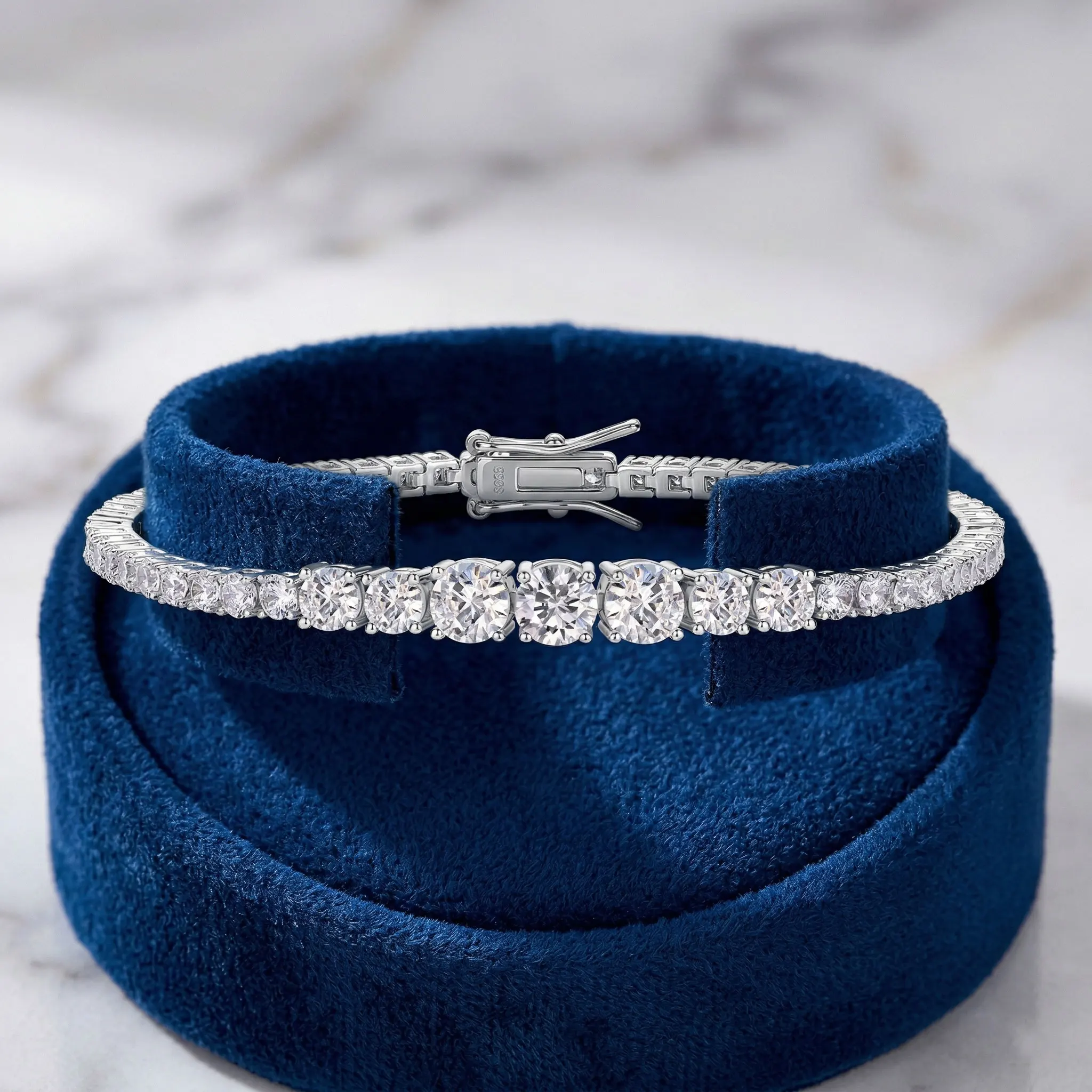 

7.32g 925 Sterling Silver Moissanite Tennis Bracelet for Women, D Color VVS1 Moissanite Gradient Bracelet, Luxury Jewelry Gift f