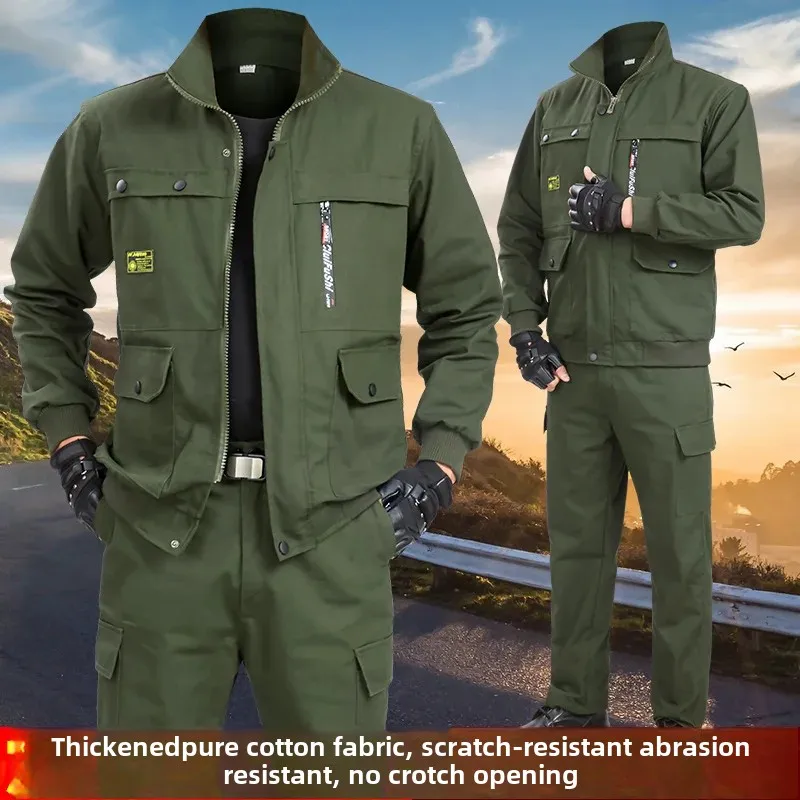 مجموعة زي عمل سميكة مقاومة للاهتراء للرجال، لحام كهربائي مضاد للحرارة، ملابس عمال لموقع البناء، ملابس ذات أغراض خاصة #1