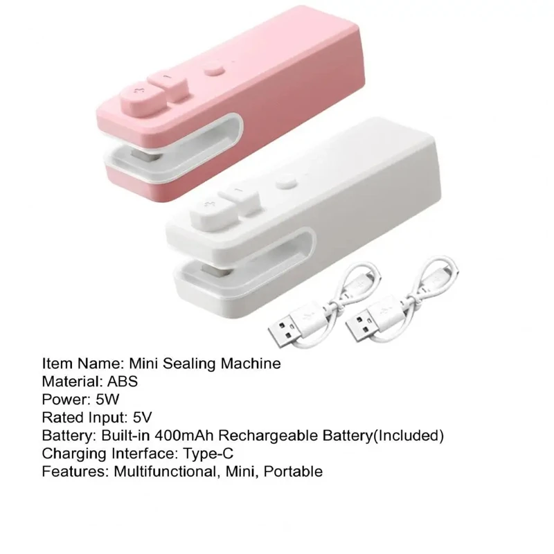 Mini Scellant de Sacs Rechargeable par USB, Portable, avec Coupeur, pour Snacks, Alisens, Sous Vide, Banc de Chaleur