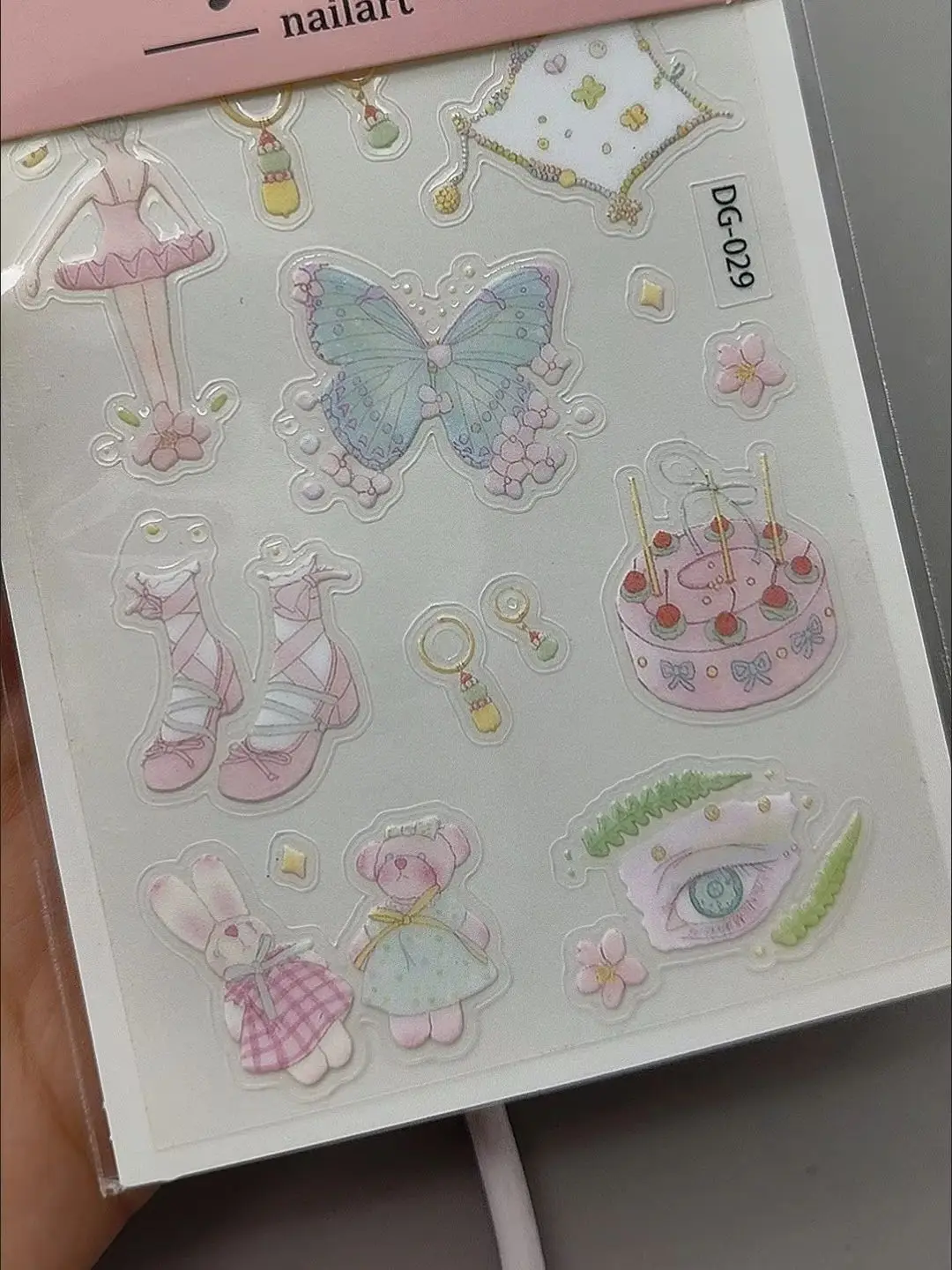 

Cute Korean Jelly Stickers 3D Cartoon Ballet Butterfly Bear Waterproof DIY Phone Case Laptop Decor