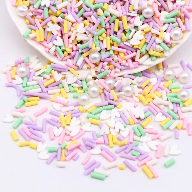 Candy Polymer Clay Slices 1mm Thin Long Cylindrical Hot Clay Sprinkles for Slime DIY Crafts Tiny Plastic Clay Accessory