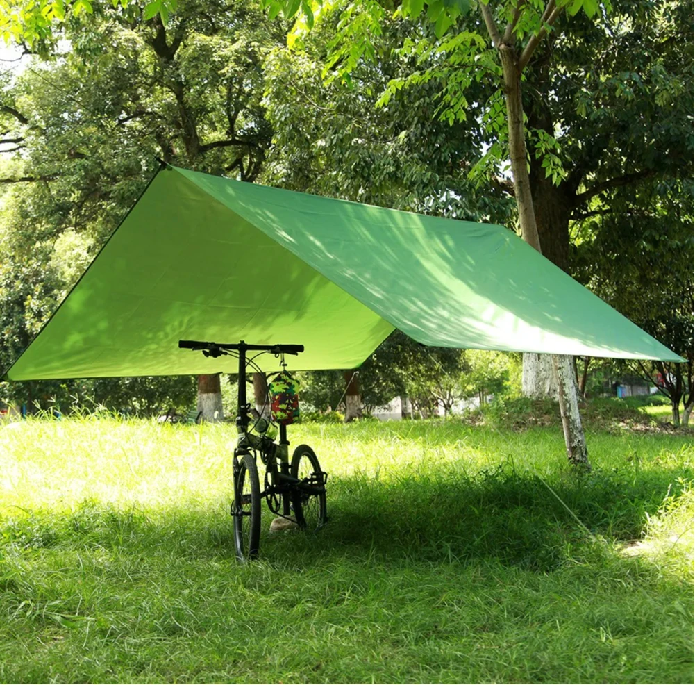 Lightweight Portable Square Sun Canopy Silver Coated Polyester Waterproof Multi-use Shade Cloth for Patio Beach（No Support Rod）