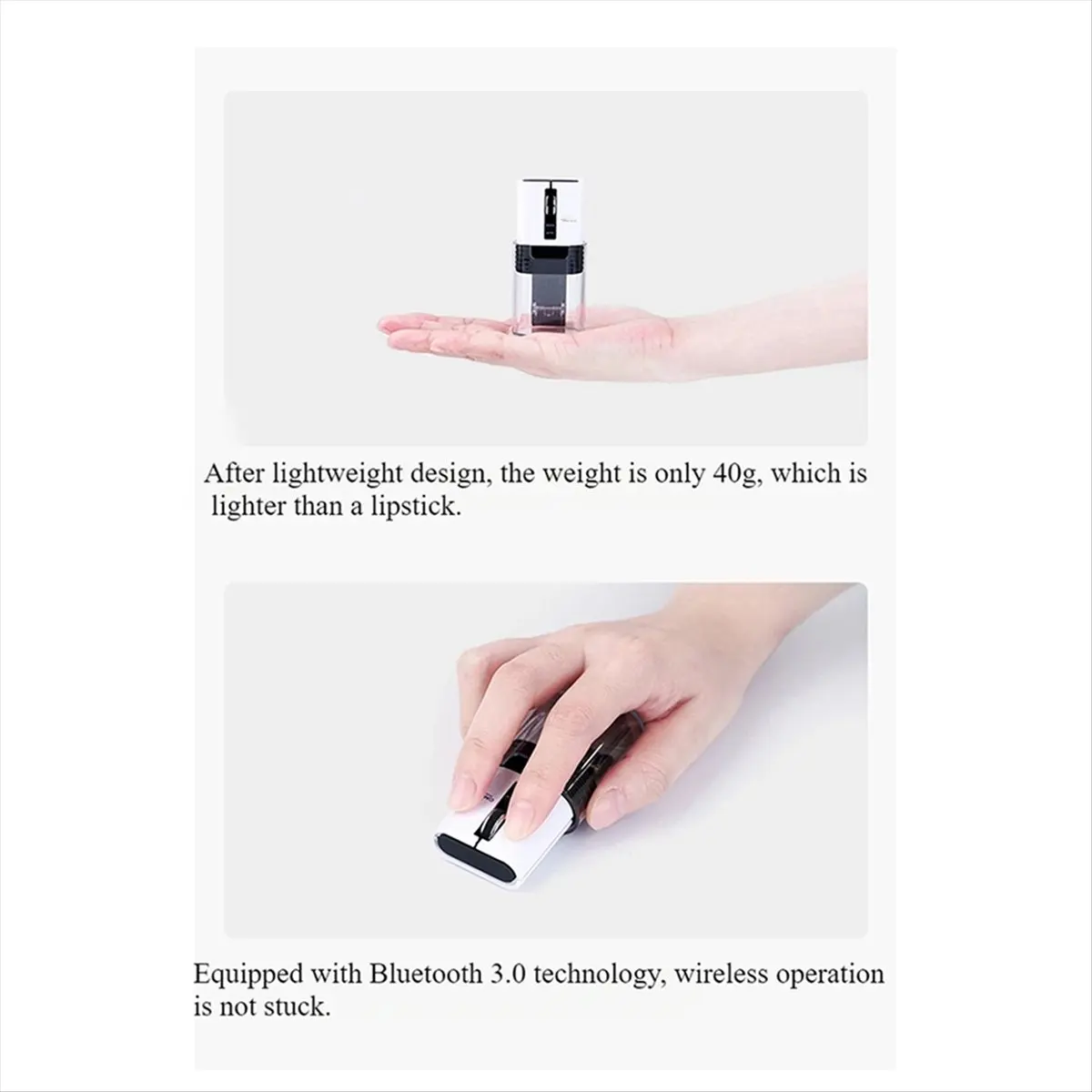 “QUALITY EXCELLE“Mini Portable Bluetooth Mouse Mute Chargeable Light Weight Long Endurance Wireless Mouse for PC Laptop